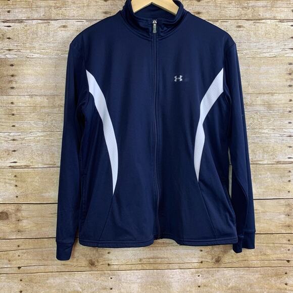 Under Armour Zip up Jacket Womens Blue Track Jacket Lightweight Medium - Picture 1 of 5
